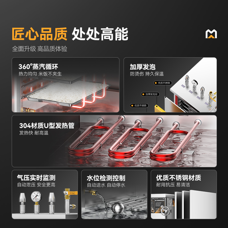 MDC商用高原蒸柜電熱款8盤單門蒸飯柜